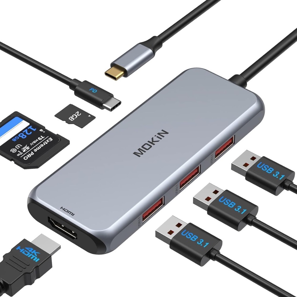 USB C Hub, USB C Adapter for MacBook Pro, 7 in 1 Multiport Mac Dongle w/4K/60Hz